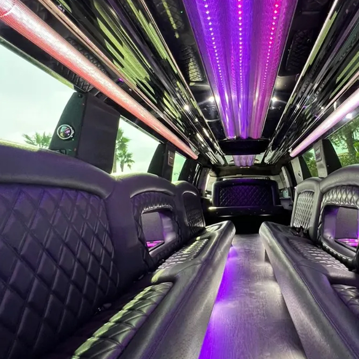 Stretch Limo Chrysler White UAE limo seating view