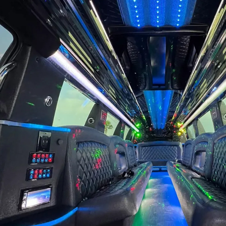 Stretch Limo Chrysler White UAE limo seating view