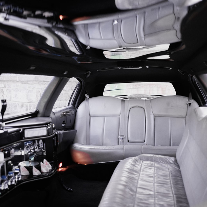 Stretch Limo Chrysler White UAE limo seating view