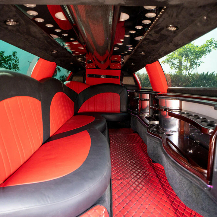 Stretch Limo Chrysler Black UAE limo seating view