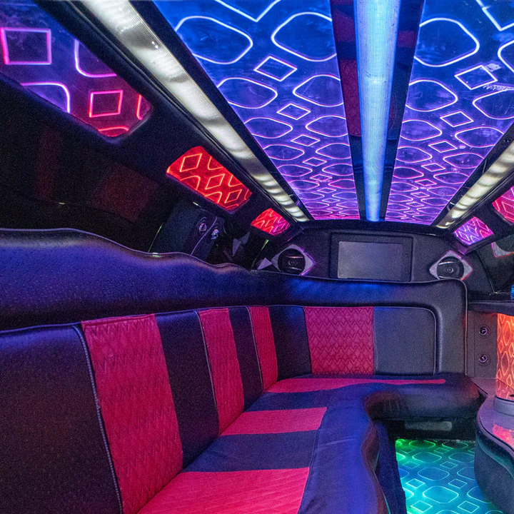 Stretch Limo Chrysler White UAE limo seating view